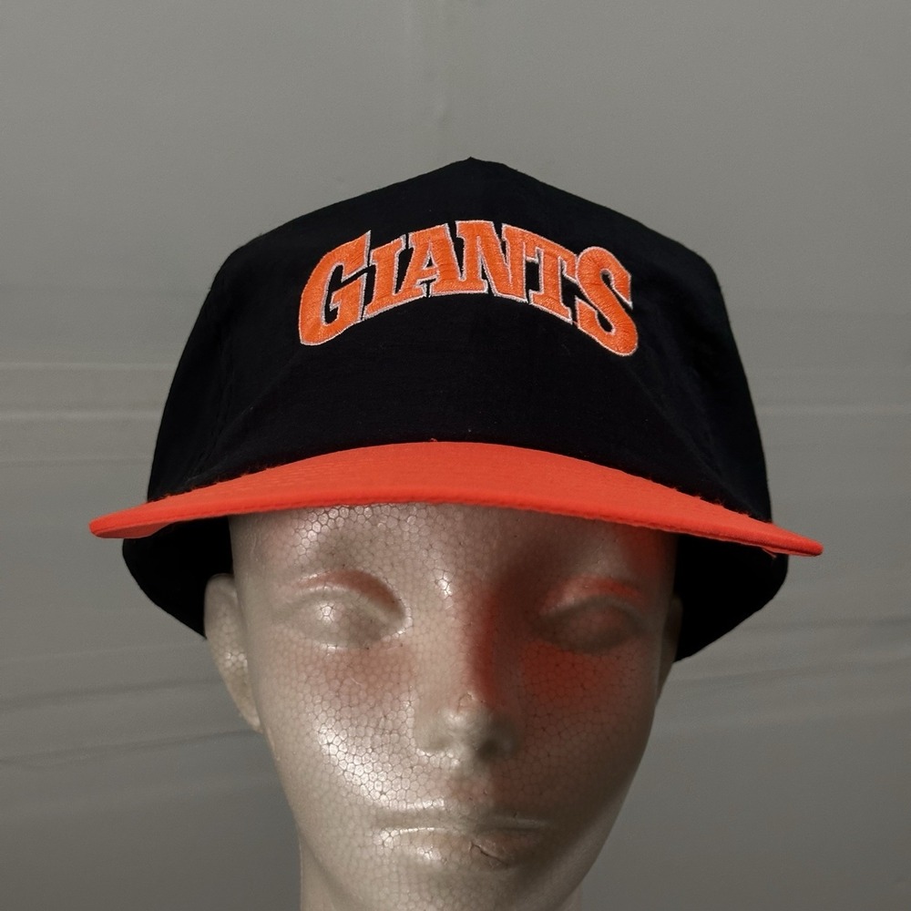 Vintage SF Giants Annco Nylon MLB Baseball Black Orange Trucker Snapback Hat